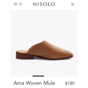 Nisolo Ama Woven Mule  Womens 7.5 Tan Leather Slip-On Shoes  Handcrafted & Susta